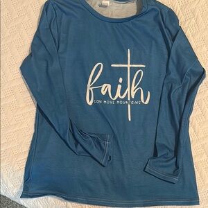 Blue Long Sleeve Faith Graphic Tee